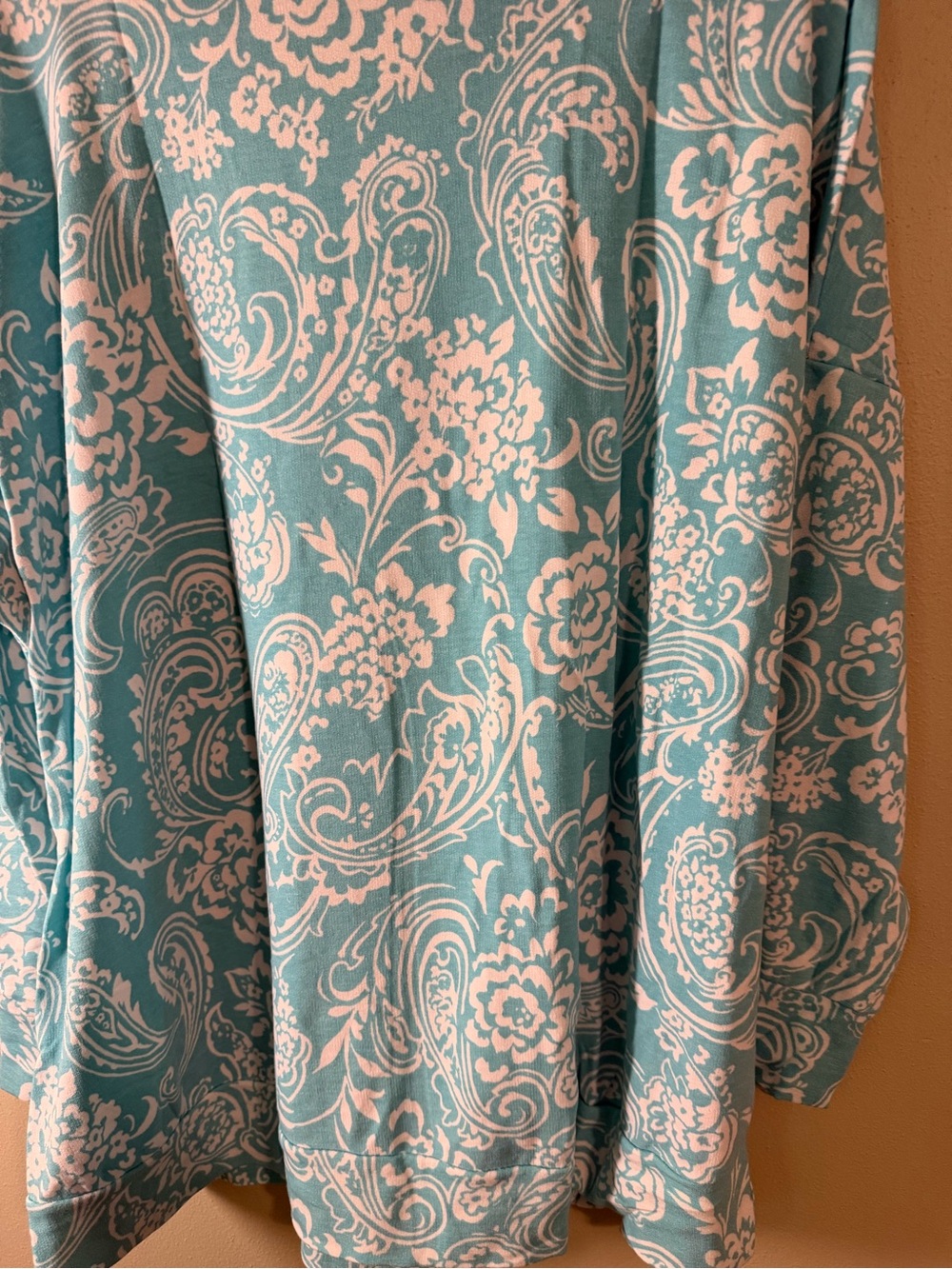 Dear Scarlett Aqua and White Paisley Floral Sweatshirt - Picture 3 of 4